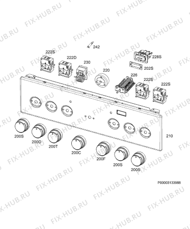 Взрыв-схема плиты (духовки) Electrolux EKC95290MX - Схема узла Command panel 037